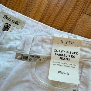 NWT Madewell White Curvy Pieced Barrel-Leg Jeans